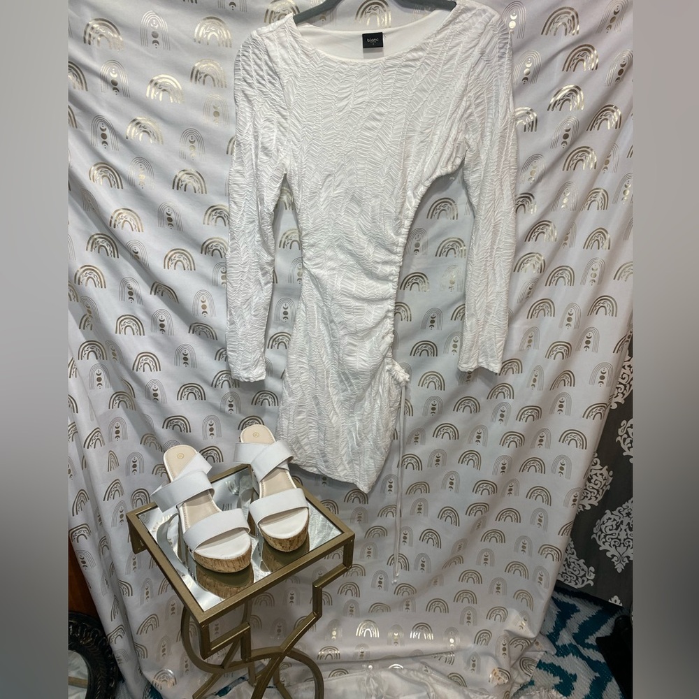 Blanc Elegant Dress with Chic White Sandals